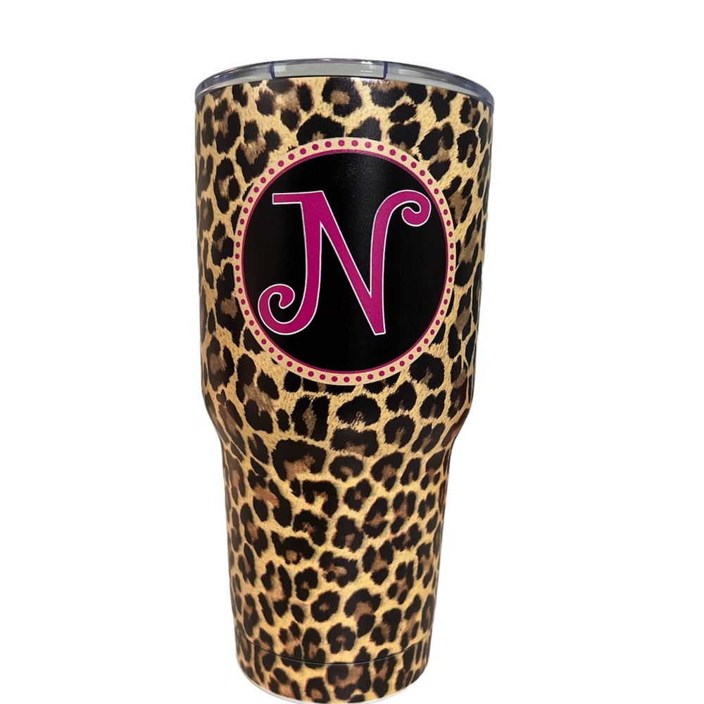girlie girl originals Initial N Leopard Stainless Steel Tumbler 32 Oz